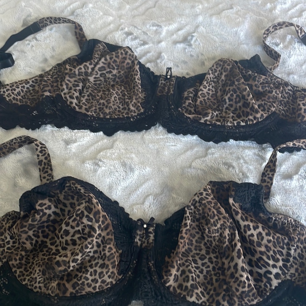 2 Whimsy black animal print 34DD bras.